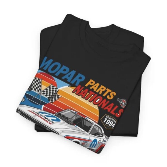 Vintage Mopar Racing Performance Logo Mens Black T-shirt American - Picture 2 of 6